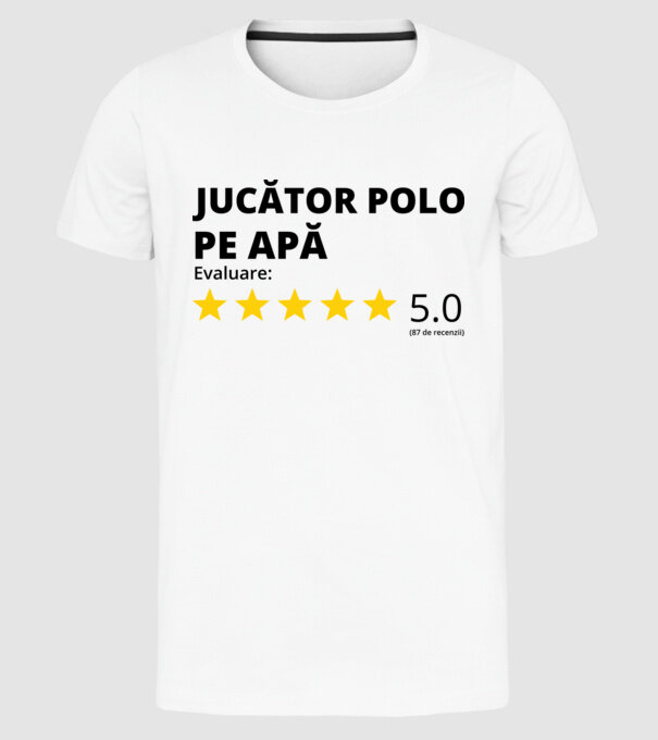 Evaluare 5 JUCĂTOR POLO PE APĂ model alb pe tricou