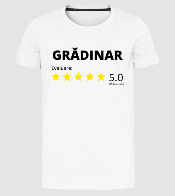 Evaluare Grădinar model alb pe tricou