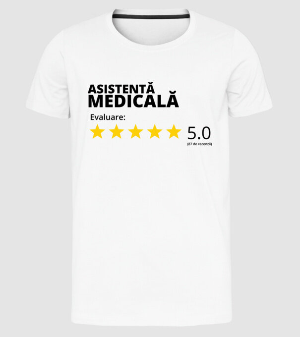 Evaluare - ASISTENTĂ MEDICALĂ model alb pe tricou