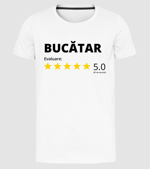 Evaluare - BUCĂTAR model alb pe tricou