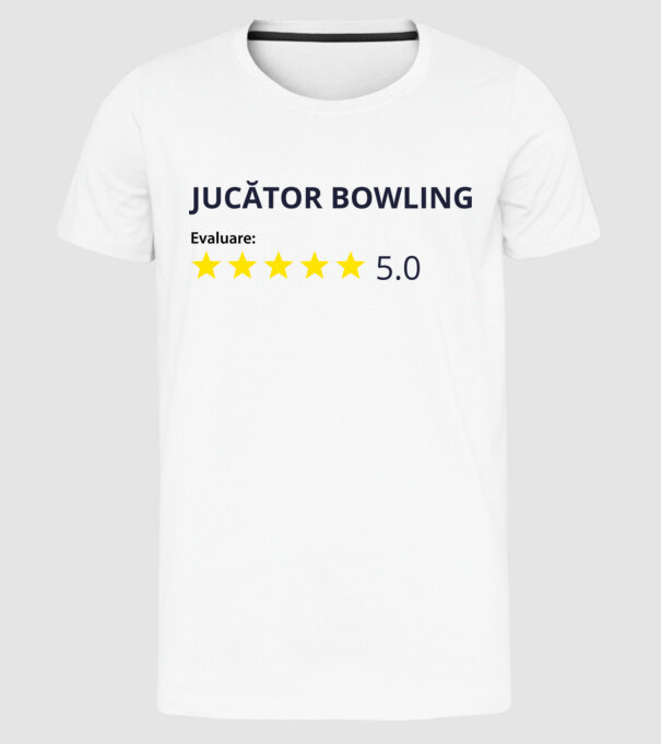 evaluare: jucător bowling de 5 stele model alb pe tricou