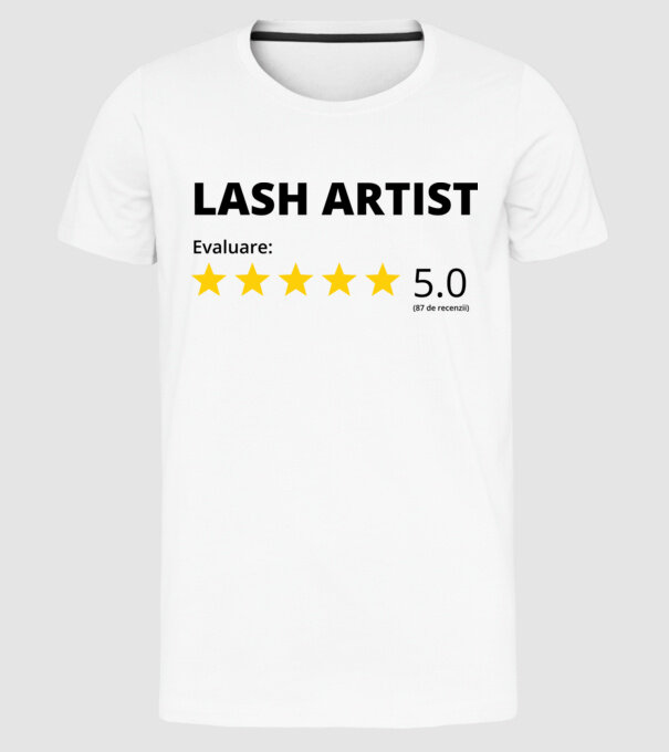 Evaluare - LASH ARTIST model alb pe tricou
