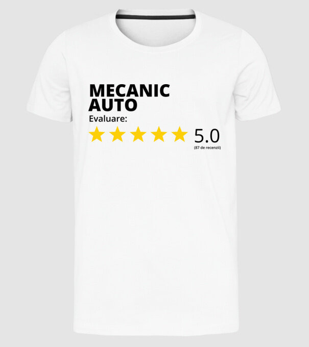 Evaluare - MECANIC AUTO model alb pe tricou