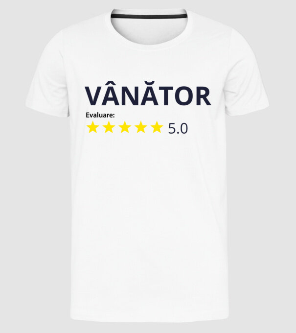 evaluare: vânător de 5 stele model alb pe tricou