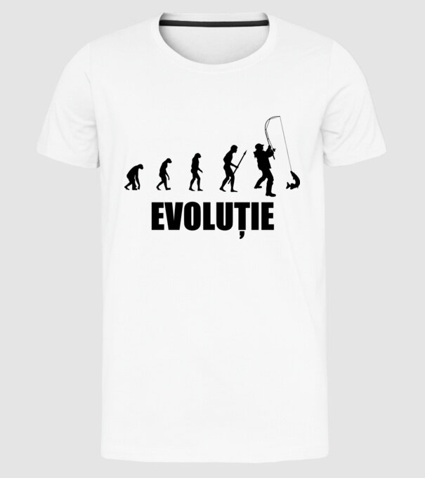 Evoluție Pescuit model alb pe tricou