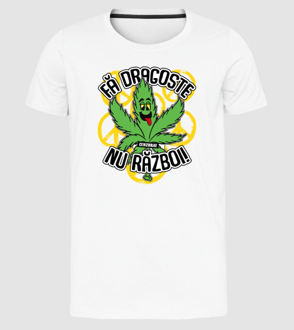 fă dragoste, nu război! (cenzurat) model alb pe tricou
