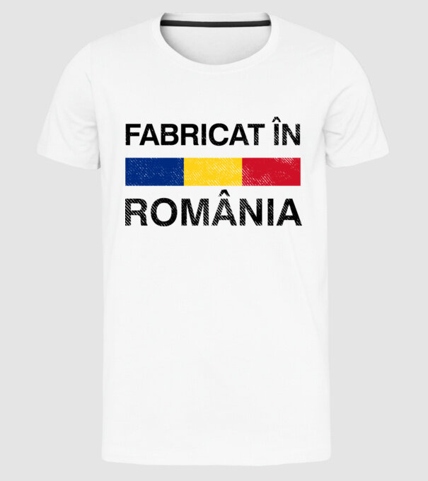 Fabricat în România model alb pe tricou