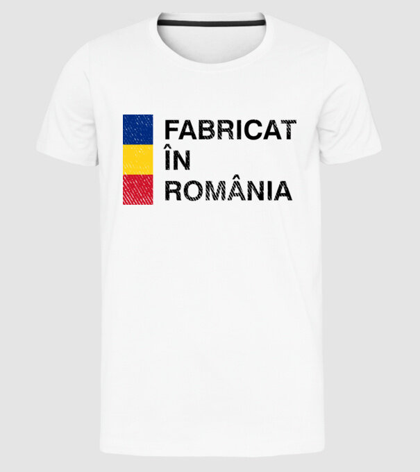 Fabricat în România model alb pe tricou