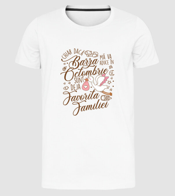 Favorita familiei OCTOMBRIE model alb pe tricou