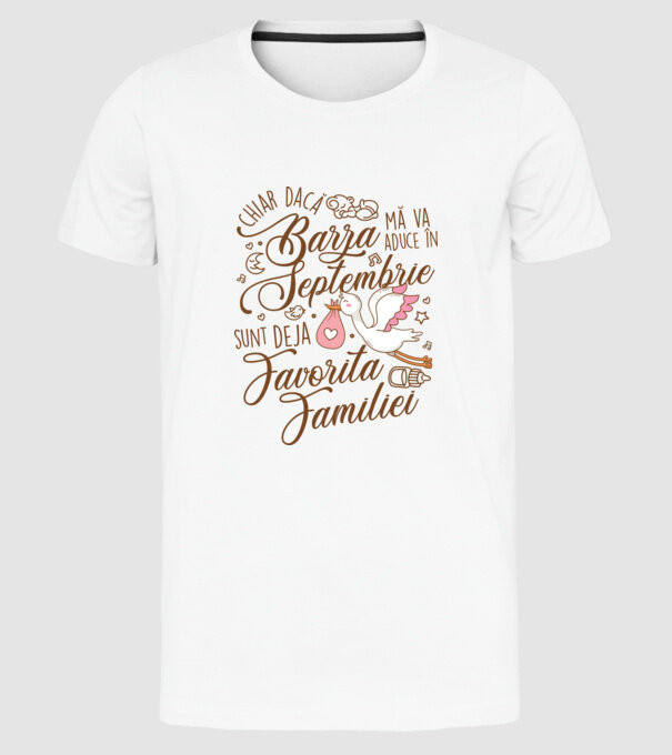 Favorita familiei SEPTEMBRIE model alb pe tricou