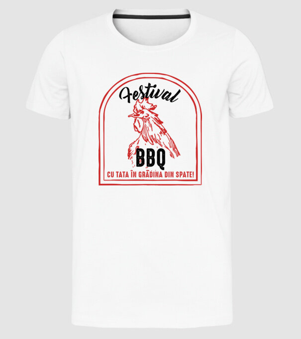 Festival BBQ - cu tata în grădina din spate! model alb pe tricou