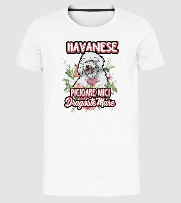 havanese : picioare mici dragoste mare model alb pe tricou