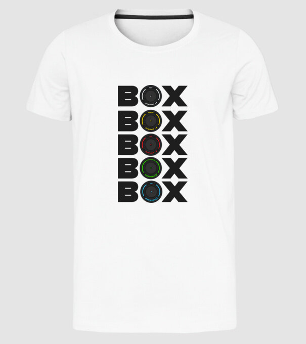 Forma1 box model alb pe tricou