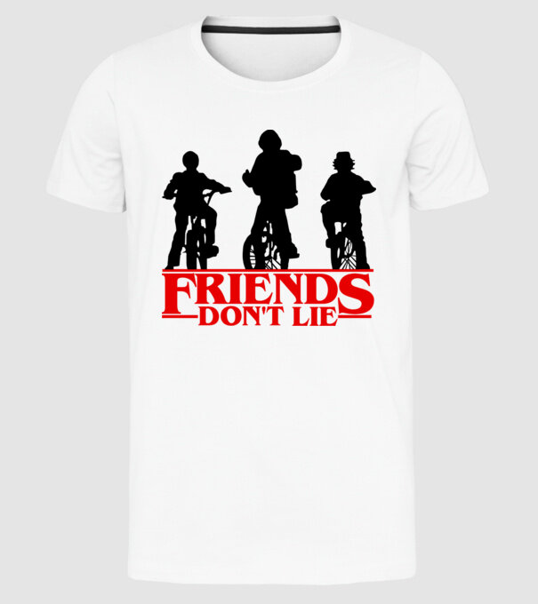 friends dont lie bicycle model alb pe tricou