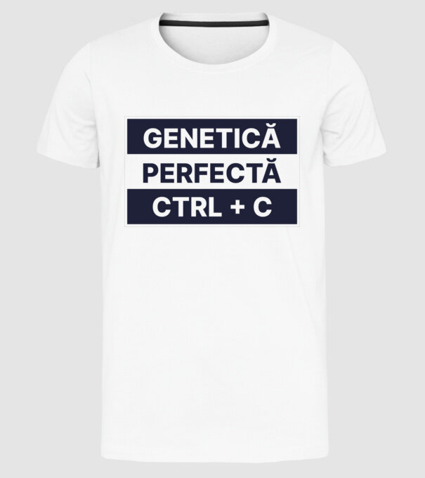 Genetică perfectă CTRL + C model alb pe tricou