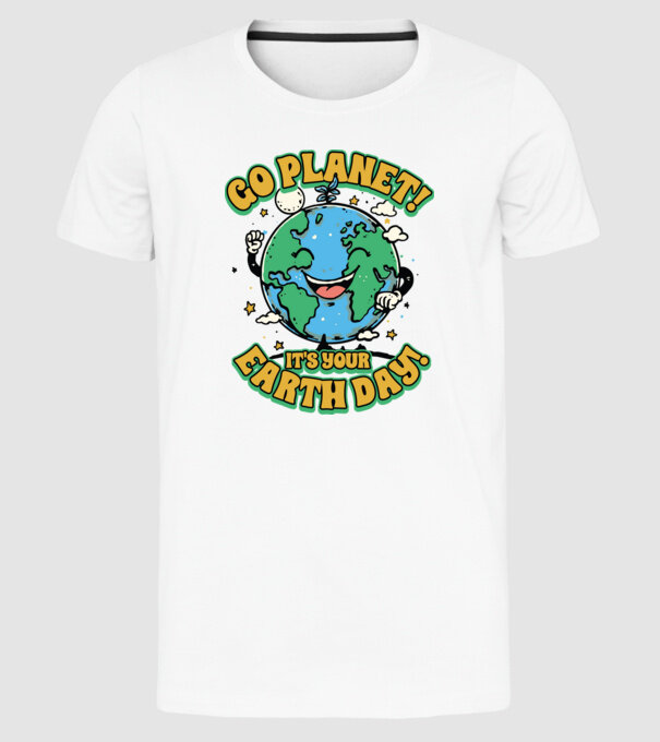 Go planet model alb pe tricou