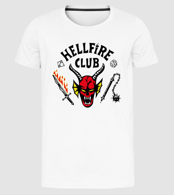 HELLFIRE CLUB model alb pe tricou