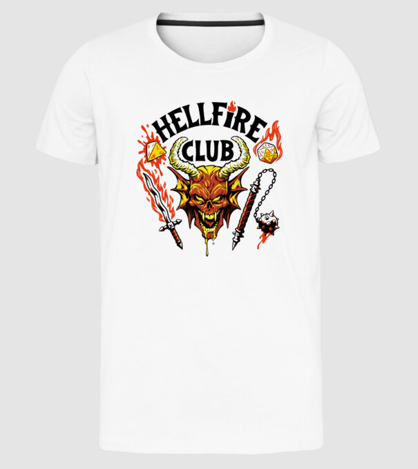 Hellfire ok model alb pe tricou