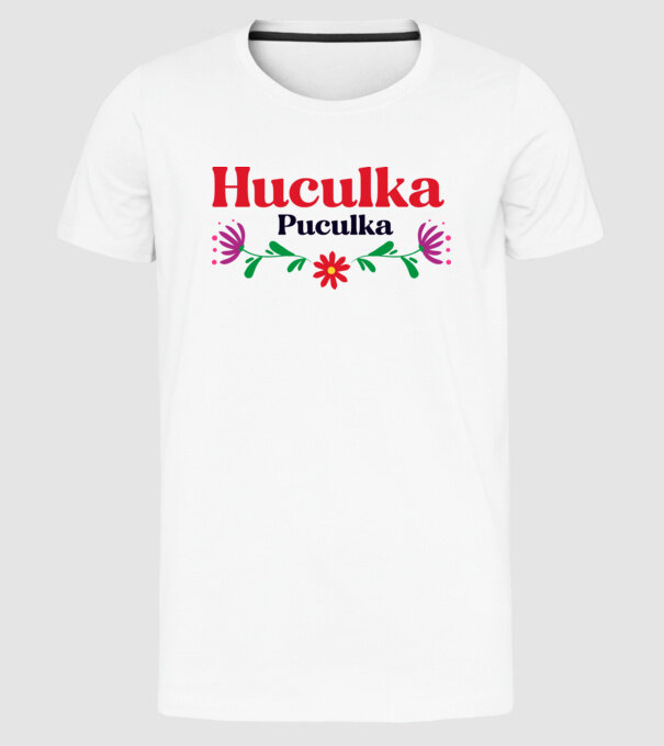 Huculka Puculka model alb pe tricou