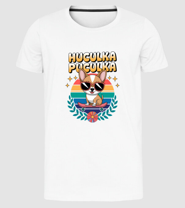 Huculka Puculka Câine 2 model alb pe tricou