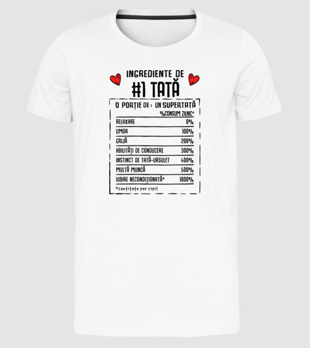 Ingrediente Tată model alb pe tricou