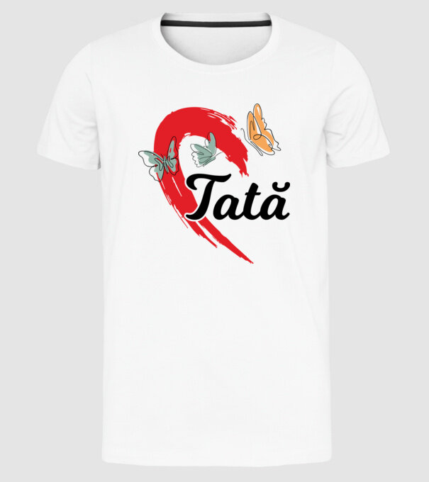 Tată model alb pe tricou