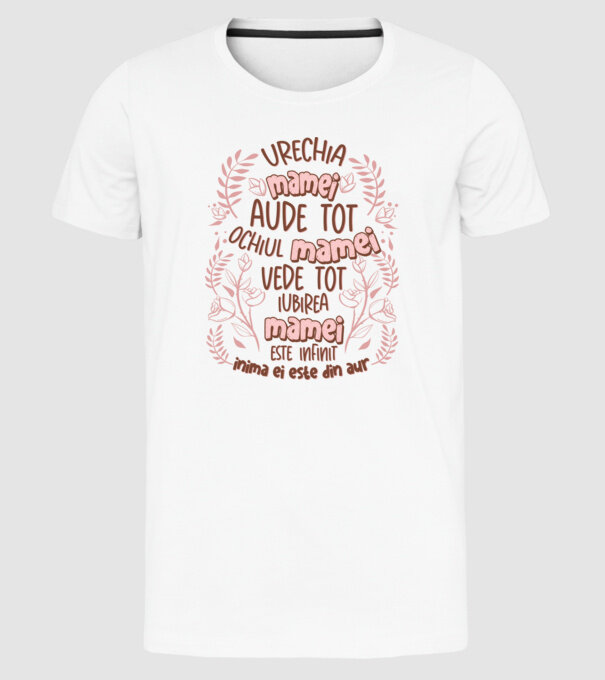 Iubirea mamei este infinit model alb pe tricou