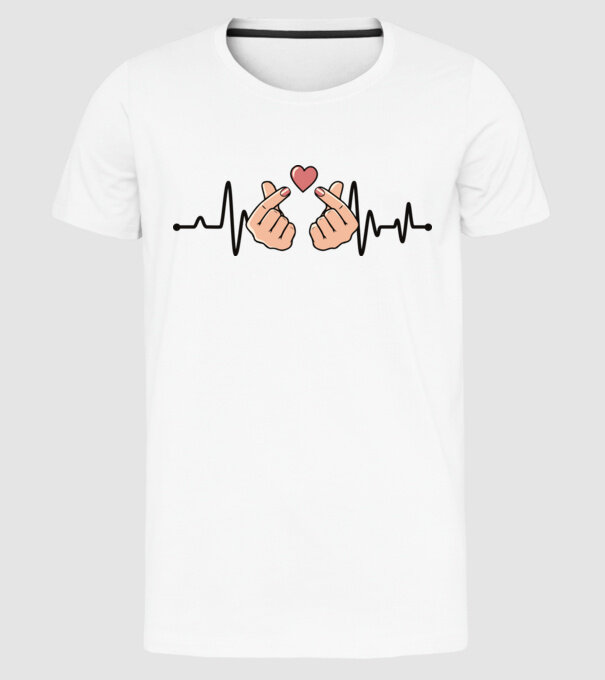 Kpop heartbeaT model alb pe tricou