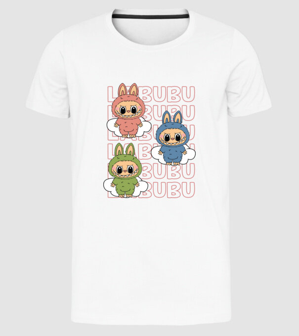 LABUBU model alb pe tricou