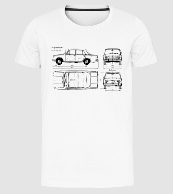 Lada model alb pe tricou