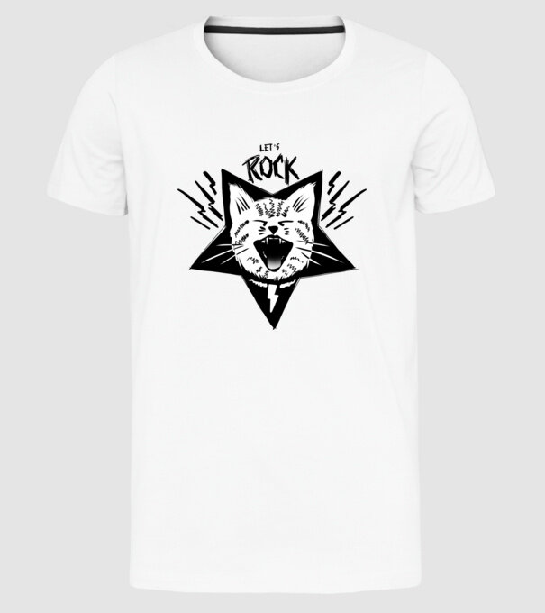 Let's Rock model alb pe tricou