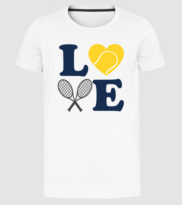 LOVE Tennis model alb pe tricou