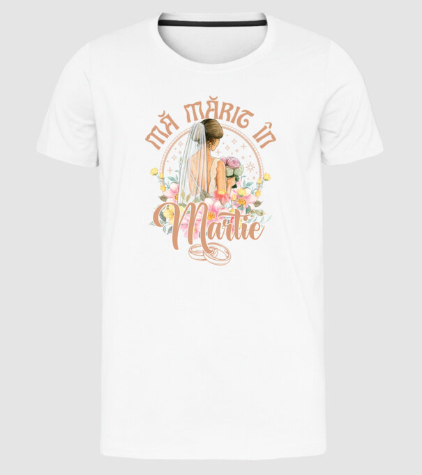 mă mărit - în martie model alb pe tricou
