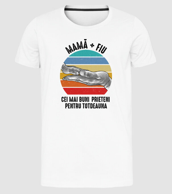 Mamă + fiu - Cei mai buni prieteni pentru totdeauna model alb pe tricou