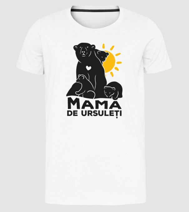 Mamă de ursuleți model alb pe tricou