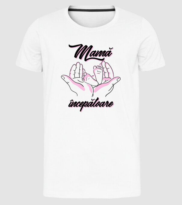 Mamă începătoare model alb pe tricou