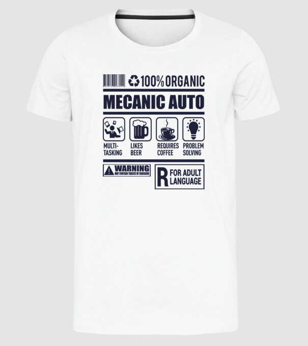 MECANIC AUTO model alb pe tricou