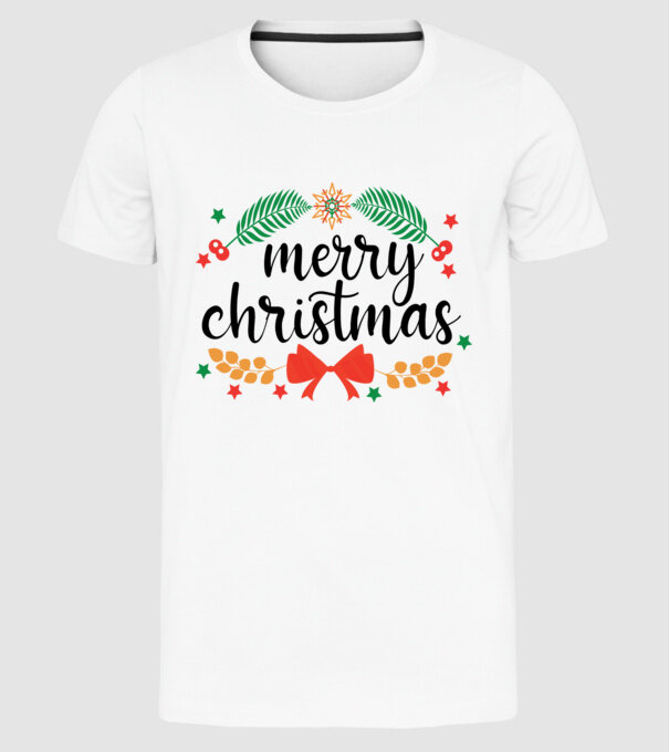 Merry christmas model alb pe tricou