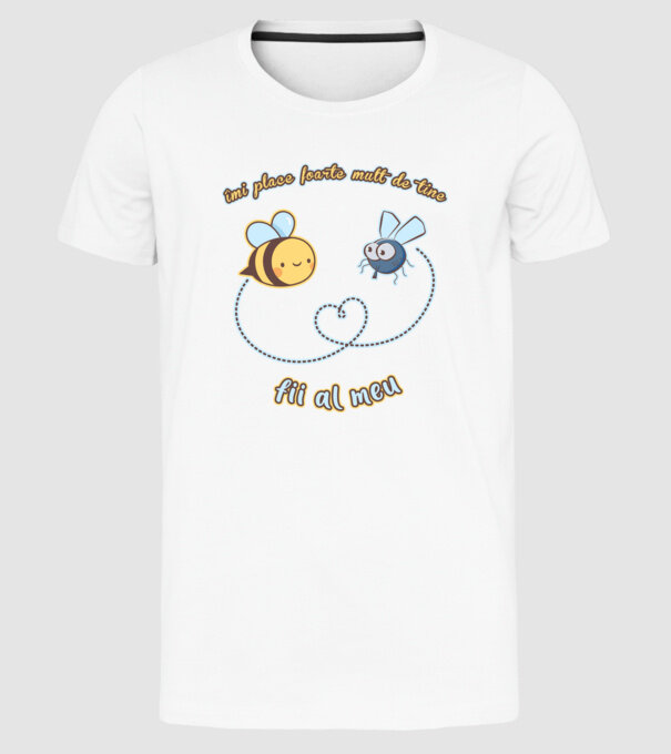 îmi place foarte mult de tine - fii al meu model alb pe tricou
