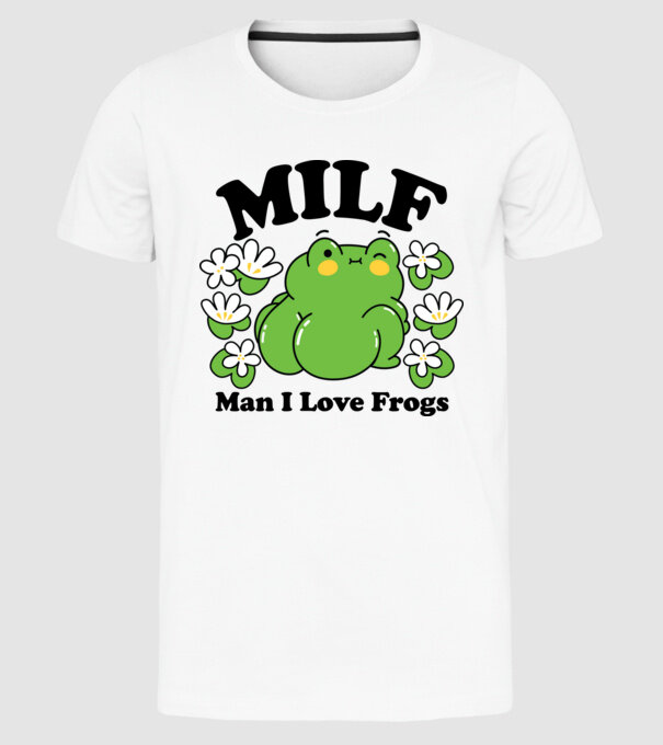 MILF man i love frogs model alb pe tricou