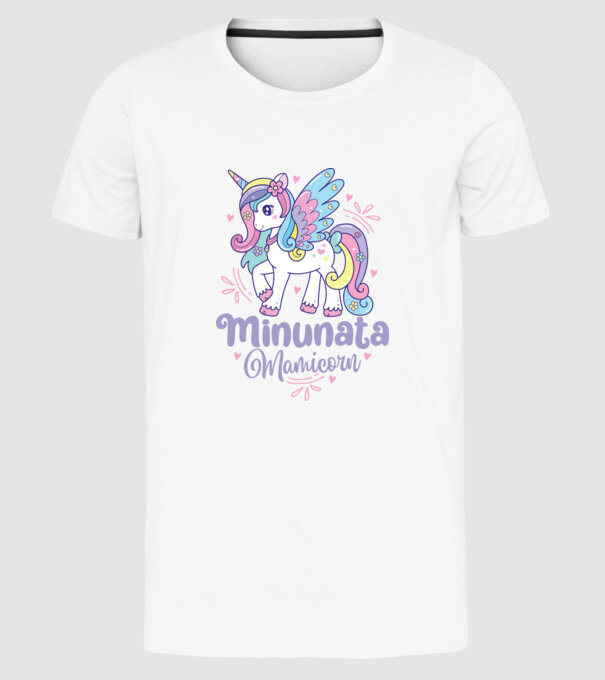 Minunata Mamicorn model alb pe tricou