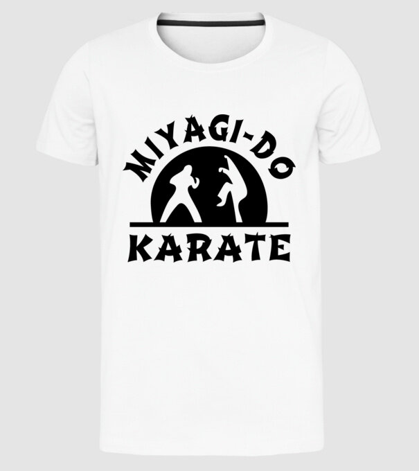 Miyagi-do karate black model alb pe tricou