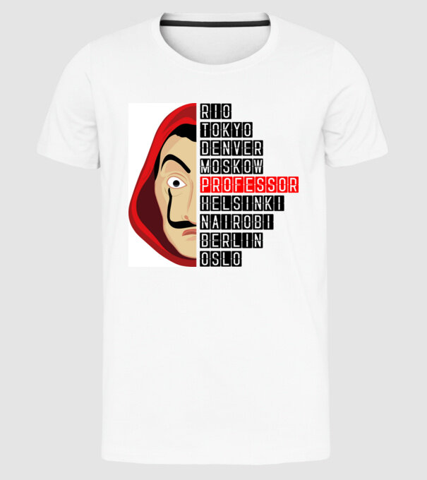 money heist cities model alb pe tricou
