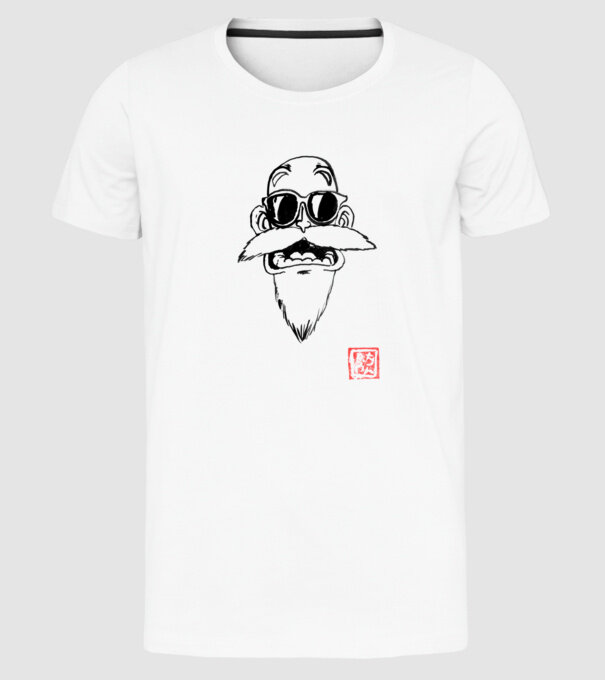 muten roshi art model alb pe tricou