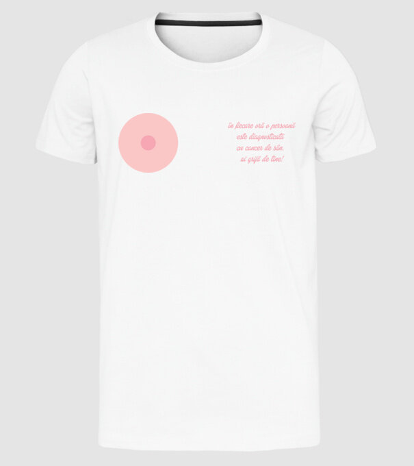 în fiecare oră o persoană este diagnosticată cu cancer de sân. ai grijă de tine! model alb pe tricou
