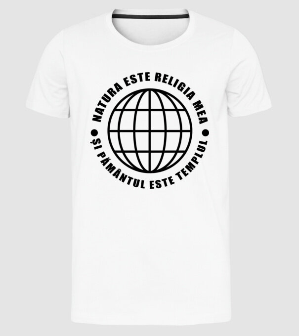 Natura este religia mea model alb pe tricou