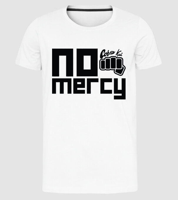 No mercy cobra kai model alb pe tricou