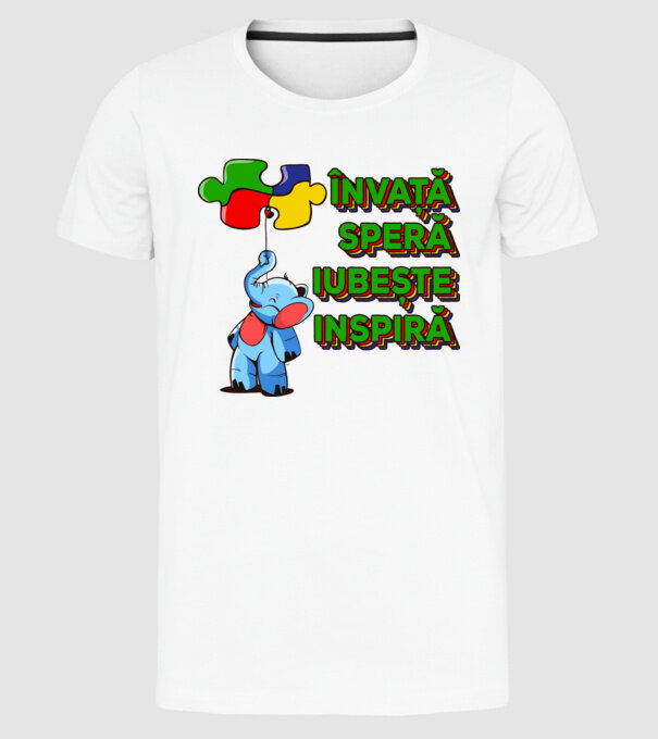 Învață, speră, iubește, inspiră model alb pe tricou