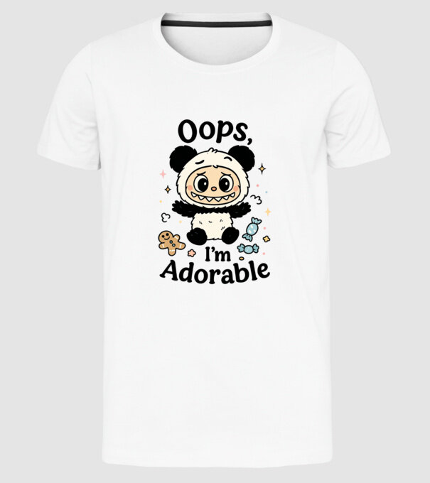 Oops, I'm adorable model alb pe tricou