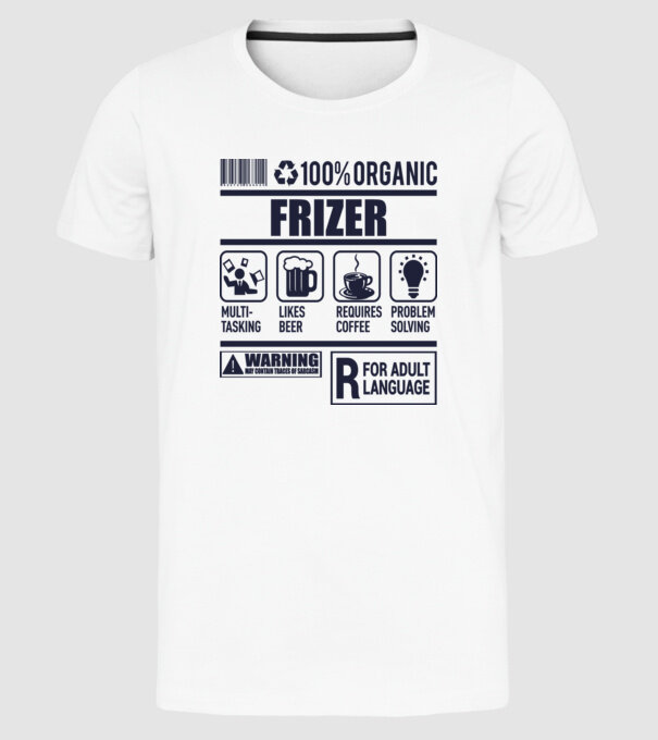 Organic_FRIZER model alb pe tricou